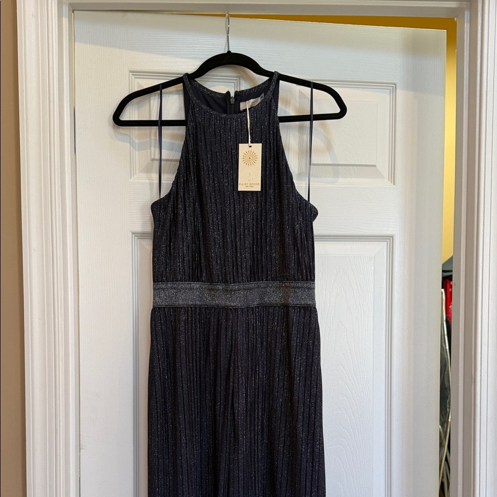 Ramy Brook Navy Sleeveless Jumpsuit with Silver Accents